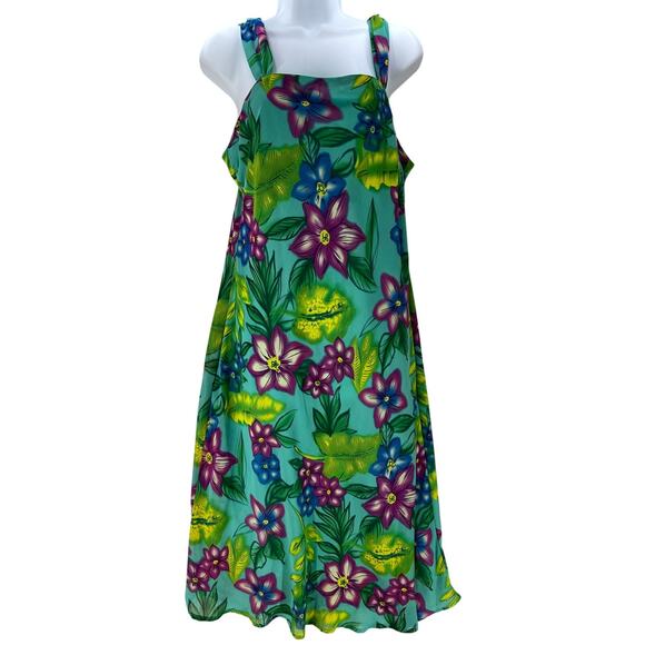 Y2K A Wild Thyme Maxi Dress Size 8 Green Floral Sleeveless Square Neck Garden - Picture 1 of 5